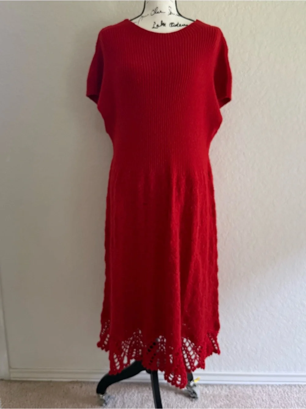 Anthropologie Feather Bone Red Sweater Dress - Picture 5 of 10